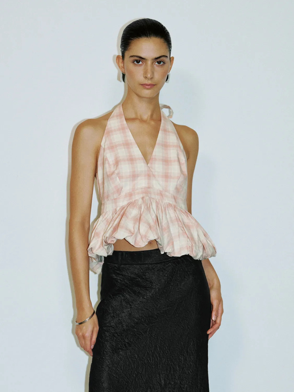 Halter Neck Ruffle Hem Cami Tops sold by Urban Revivo