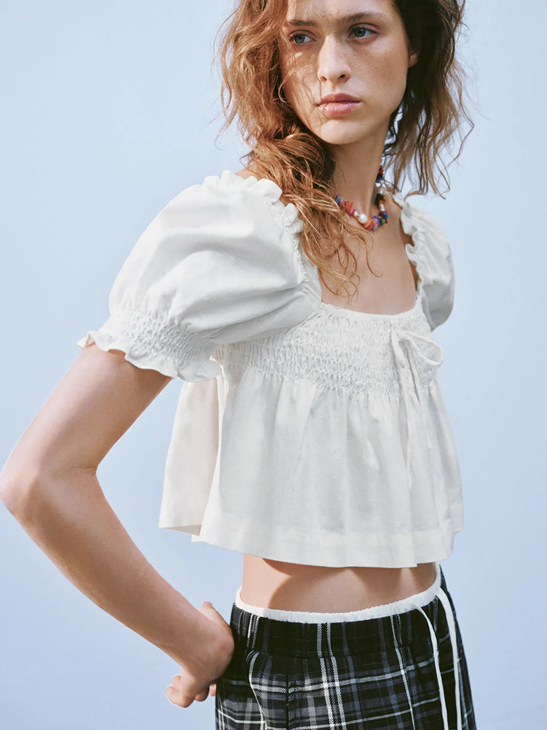 Bubble Sleeve Shirred Blouses sold by Urban Revivo product image thumbnail 3