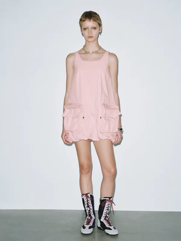 Flap Pocket Loose A-Line Dresses sold by Urban Revivo