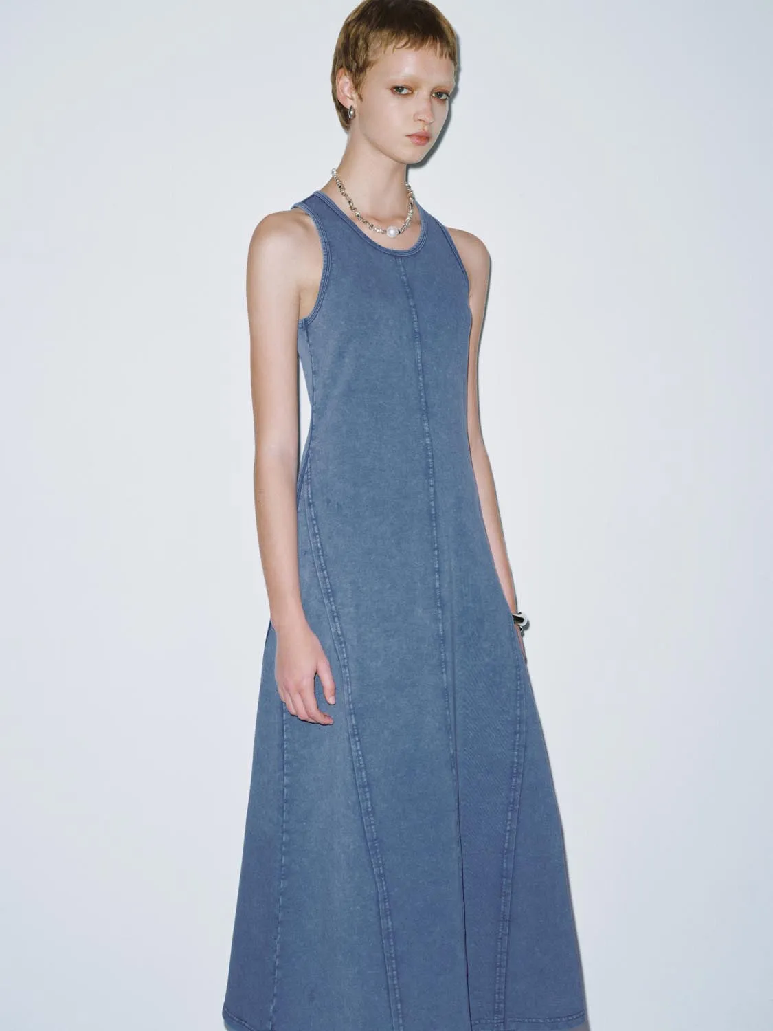Denim Sleeveless A-Line Maxi Dresses sold by Urban Revivo product image thumbnail 2