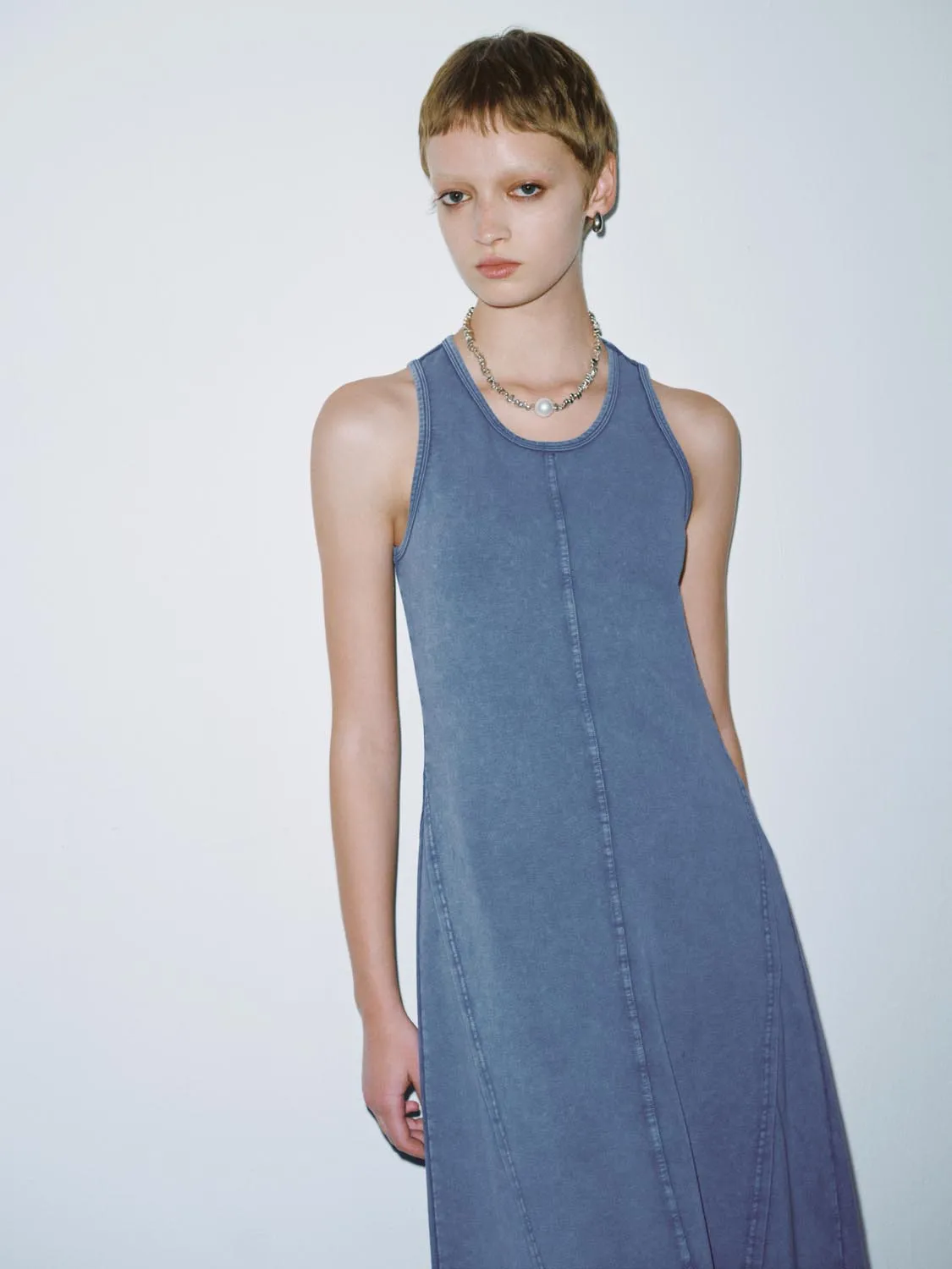 Denim Sleeveless A-Line Maxi Dresses sold by Urban Revivo product image thumbnail 3