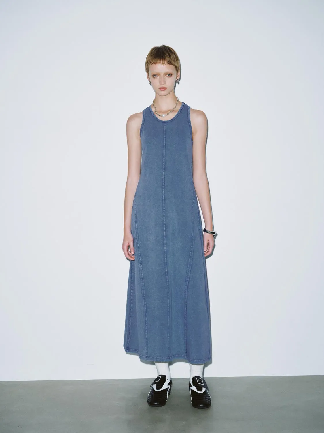 Denim Sleeveless A-Line Maxi Dresses sold by Urban Revivo product image thumbnail 4