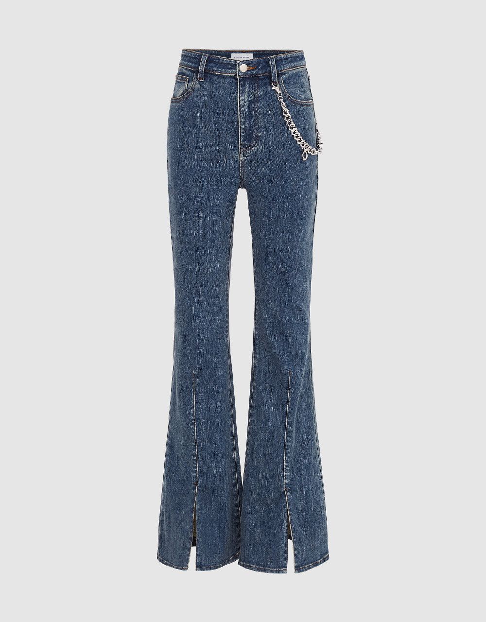 Split Hem Flare Jeans sold by Urban Revivo