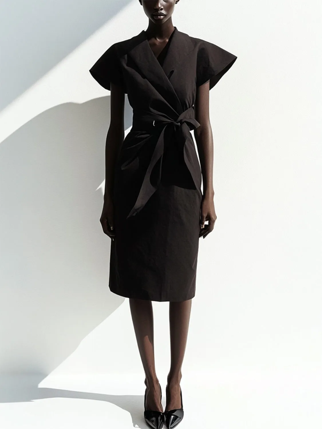 Structured Wrap Belted Waist Midi Dress sold by Urban Revivo