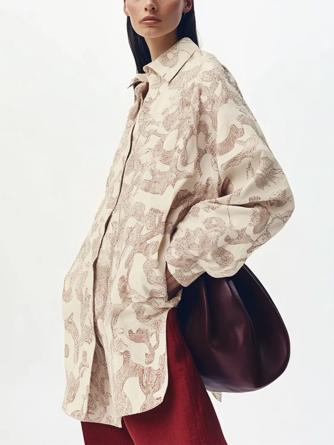 Printed Oversized Button Up Shirts sold by Urban Revivo