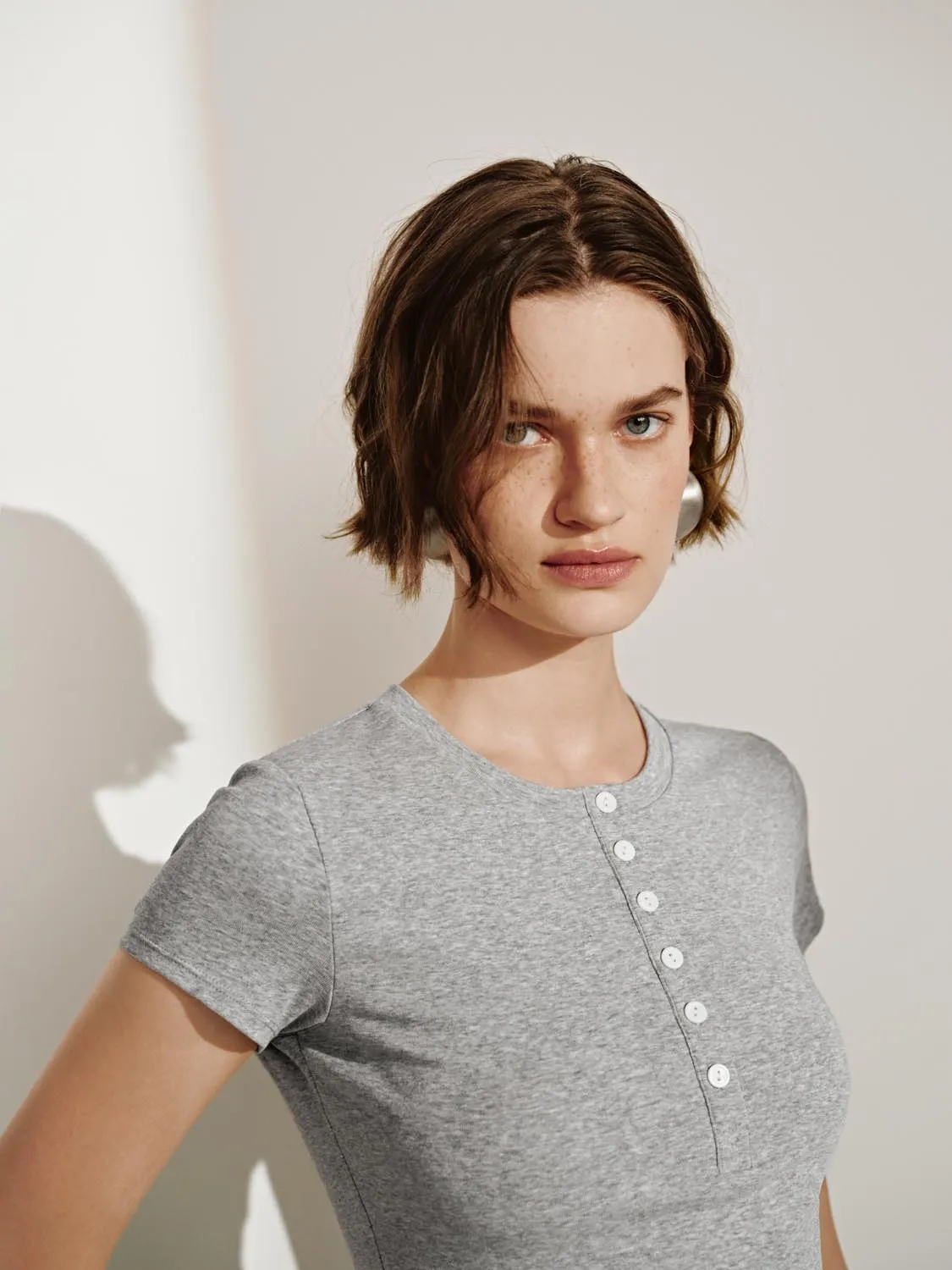 Button Half Placket Short Sleeve T-Shirts sold by Urban Revivo product image thumbnail 3