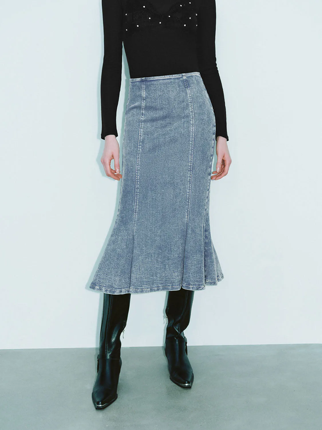 Denim Fishtail Skirts sold by Urban Revivo product image thumbnail 2
