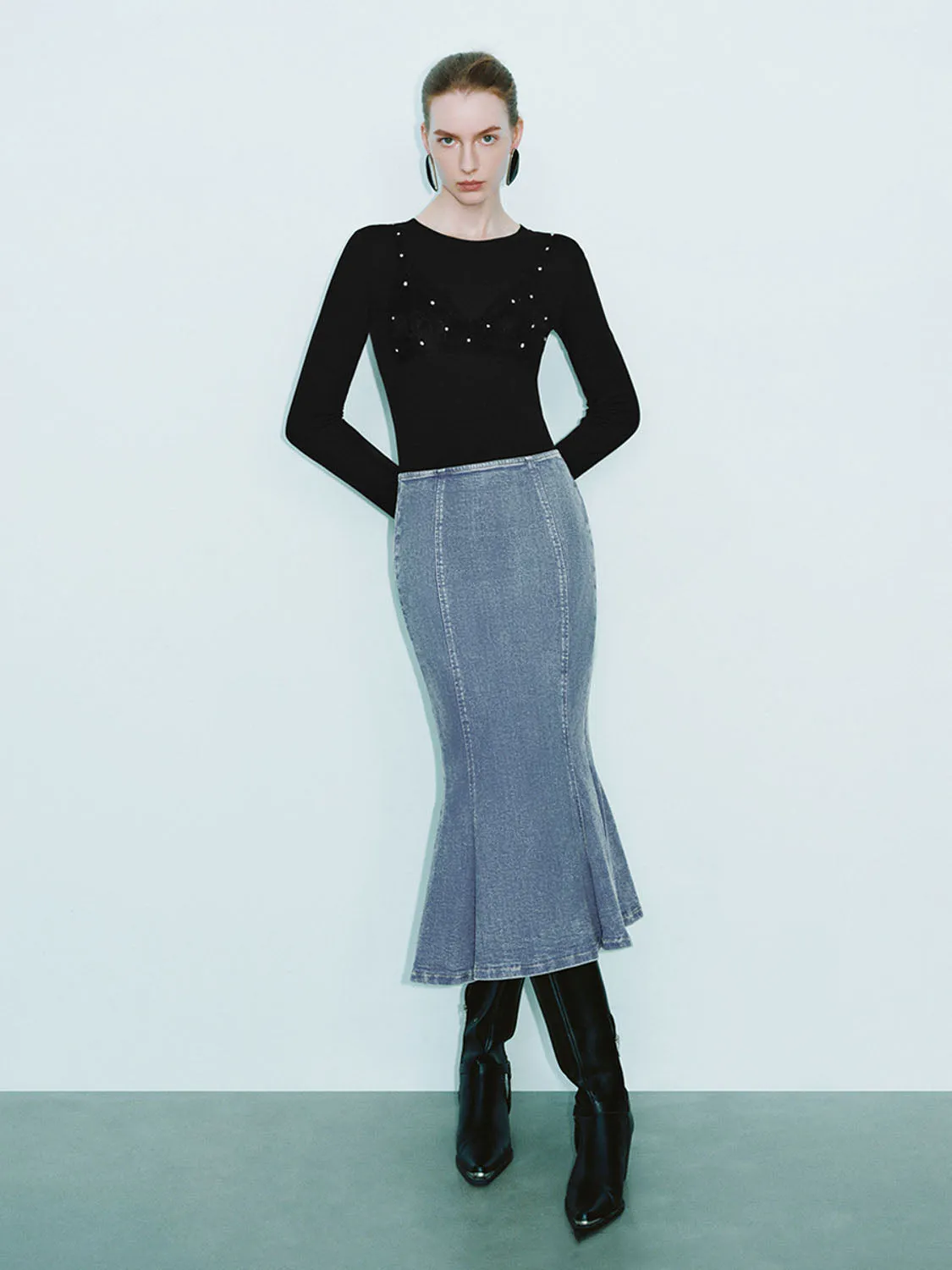 Denim Fishtail Skirts sold by Urban Revivo product image thumbnail 5