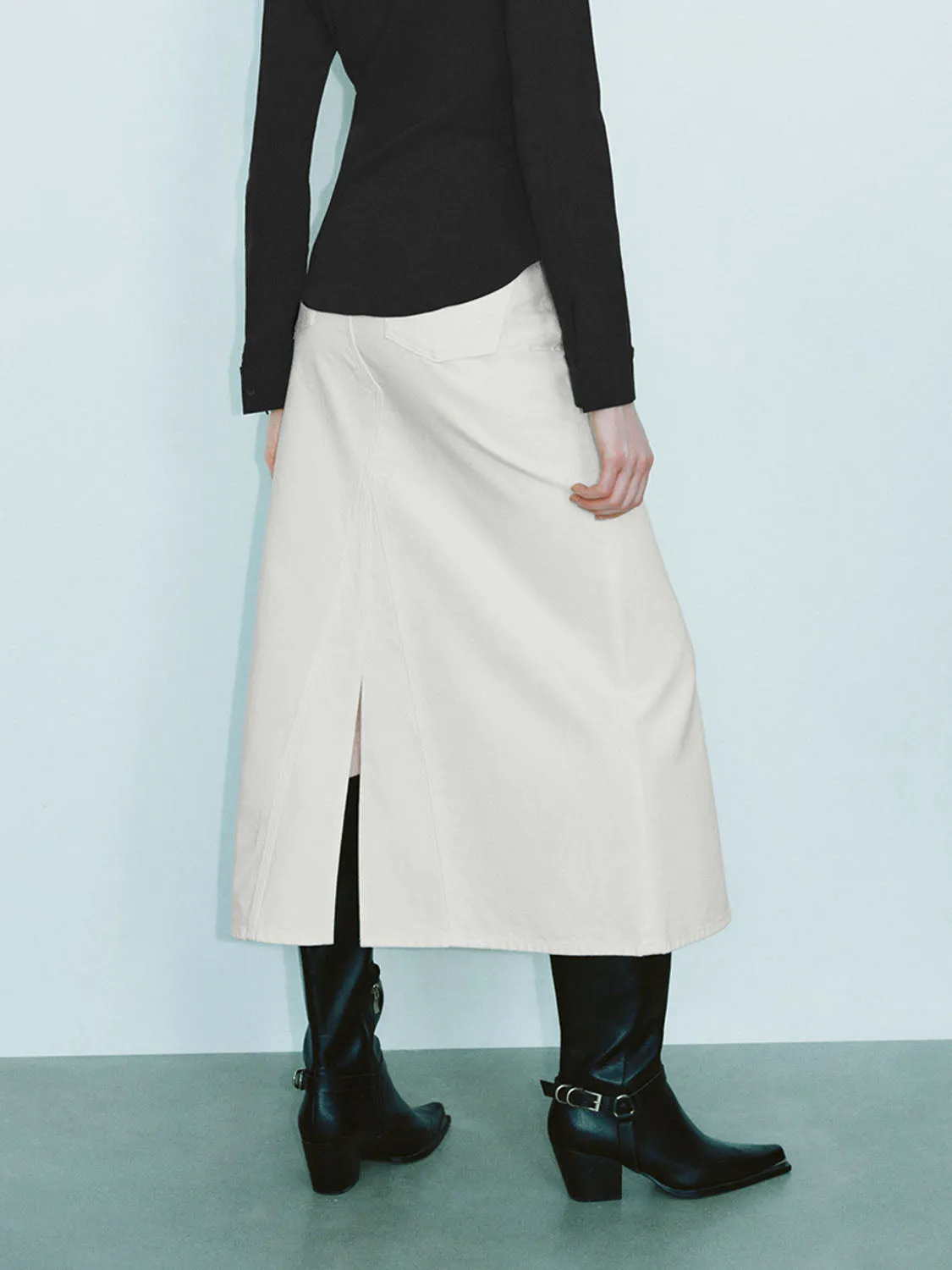 Mid-Length Denim Skirts sold by Urban Revivo product image thumbnail 3