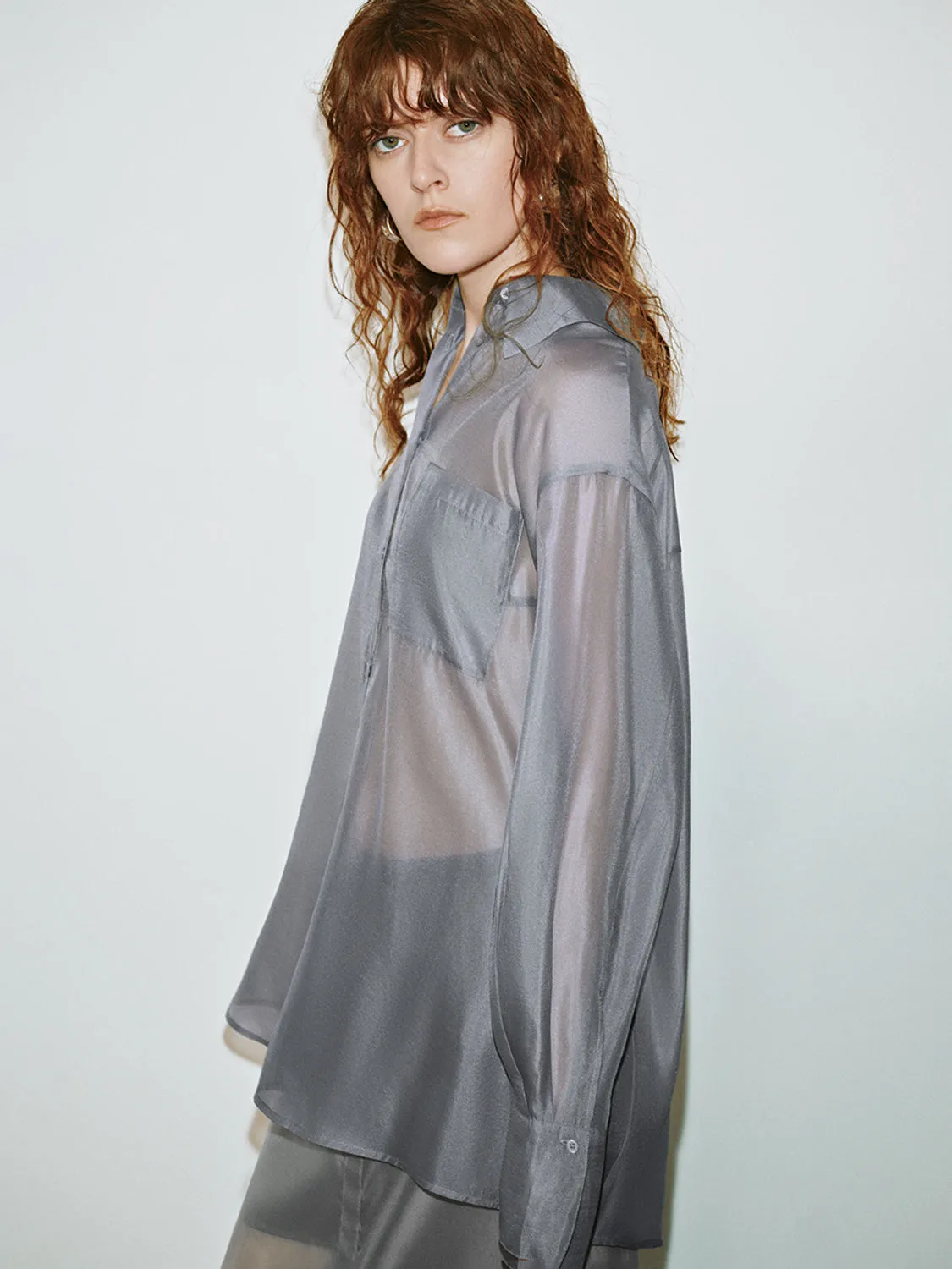 Sheer Button Up Shirts sold by Urban Revivo product image thumbnail 3