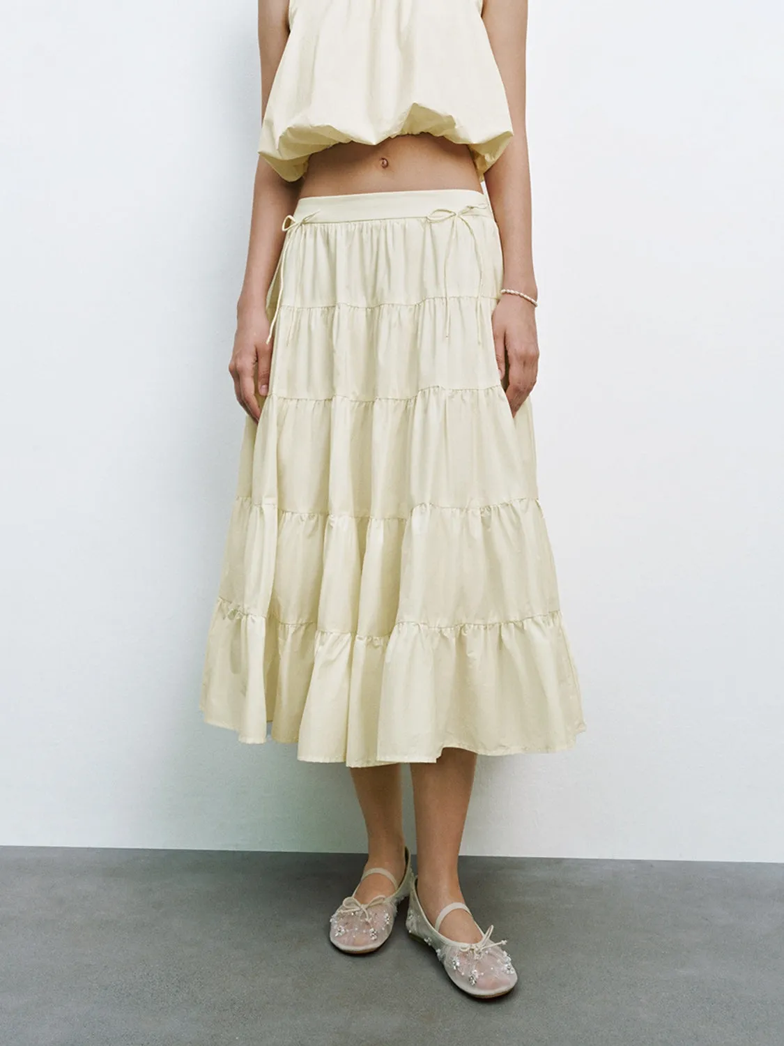 Tiered Midi A-Line Skirts sold by Urban Revivo product image thumbnail 2