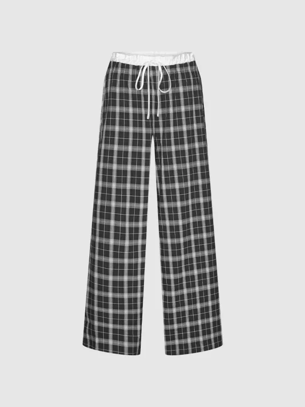 Plaid Wide-Leg Pants sold by Urban Revivo