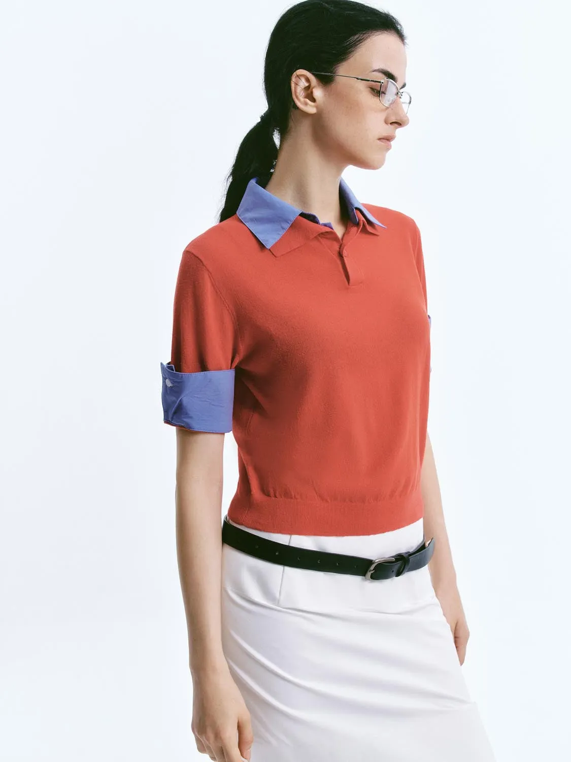 Colorblock Knitted T-Shirts sold by Urban Revivo product image thumbnail 2