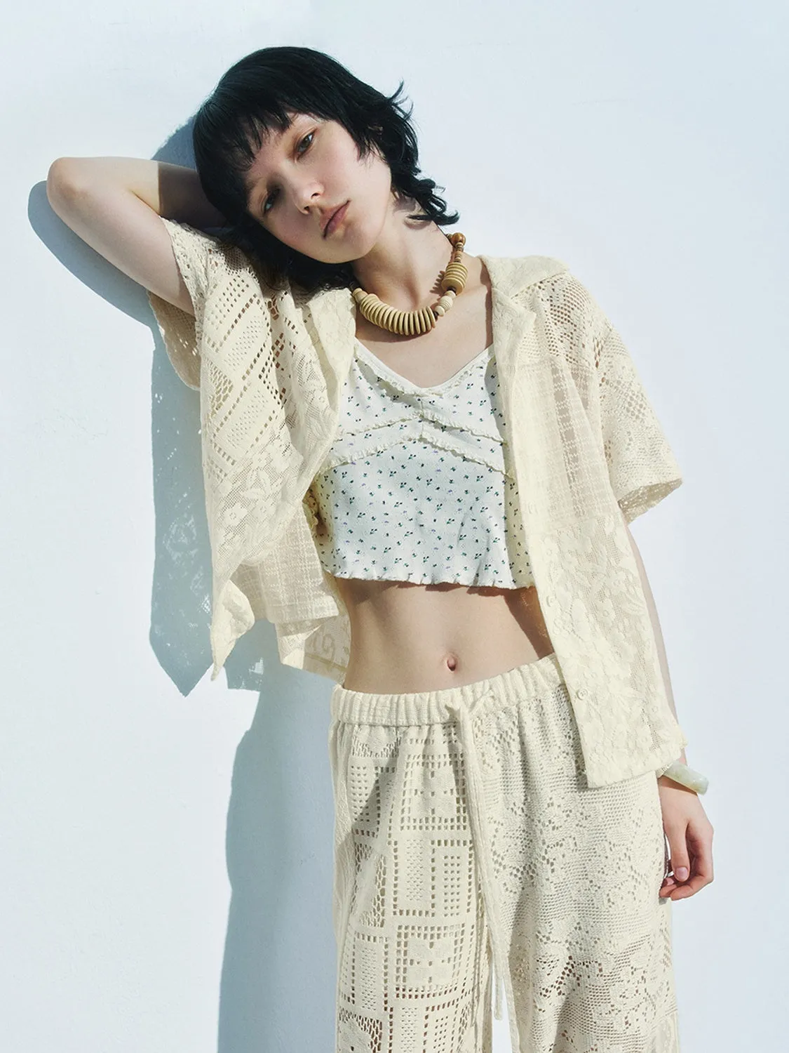 Crochet Short Sleeve Shirts sold by Urban Revivo product image thumbnail 5