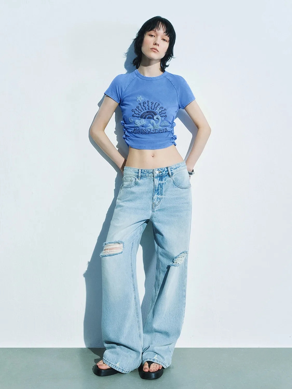 Shirred Skinny-Fit T-Shirts sold by Urban Revivo product image thumbnail 4