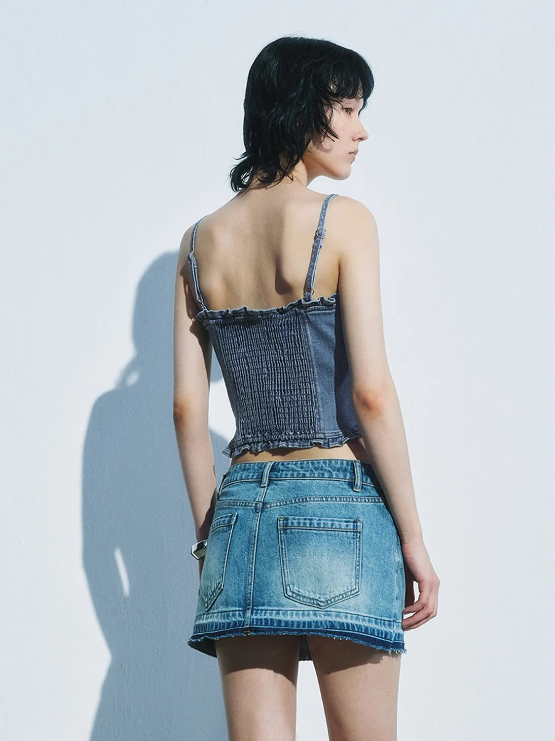 Denim Ruffle Tops sold by Urban Revivo product image thumbnail 2