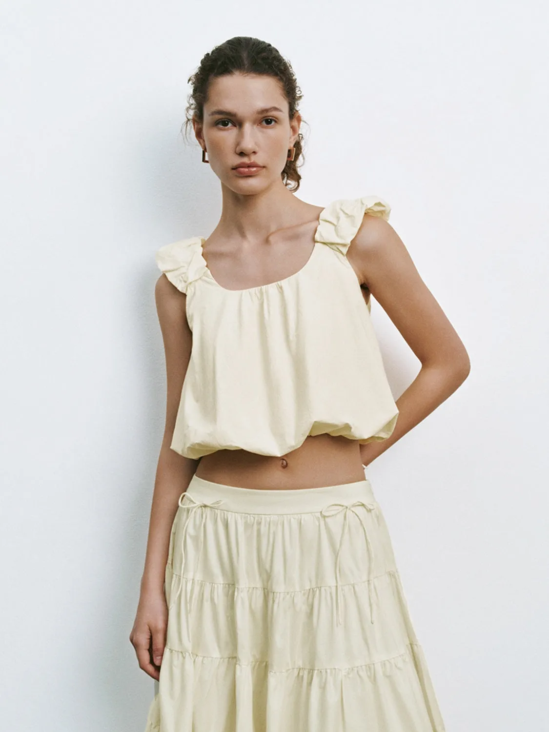 Wide Strap Ruffle Tops sold by Urban Revivo