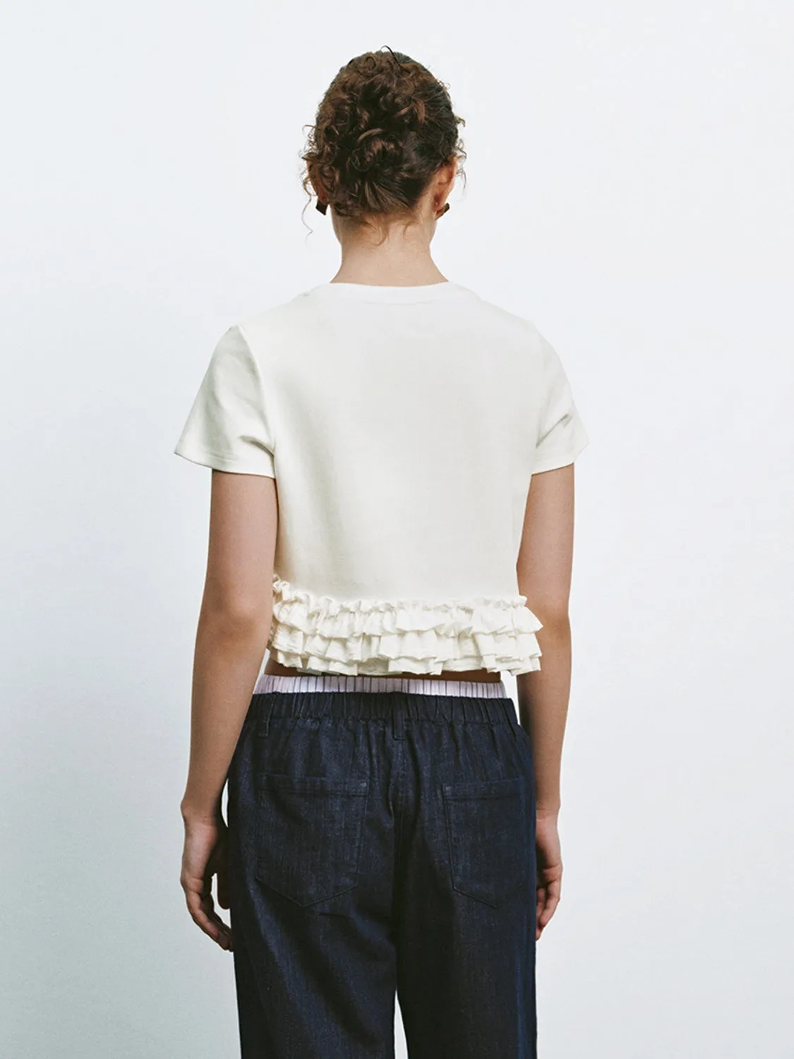 Ruffle Hem Short Sleeve T-Shirts sold by Urban Revivo product image thumbnail 2