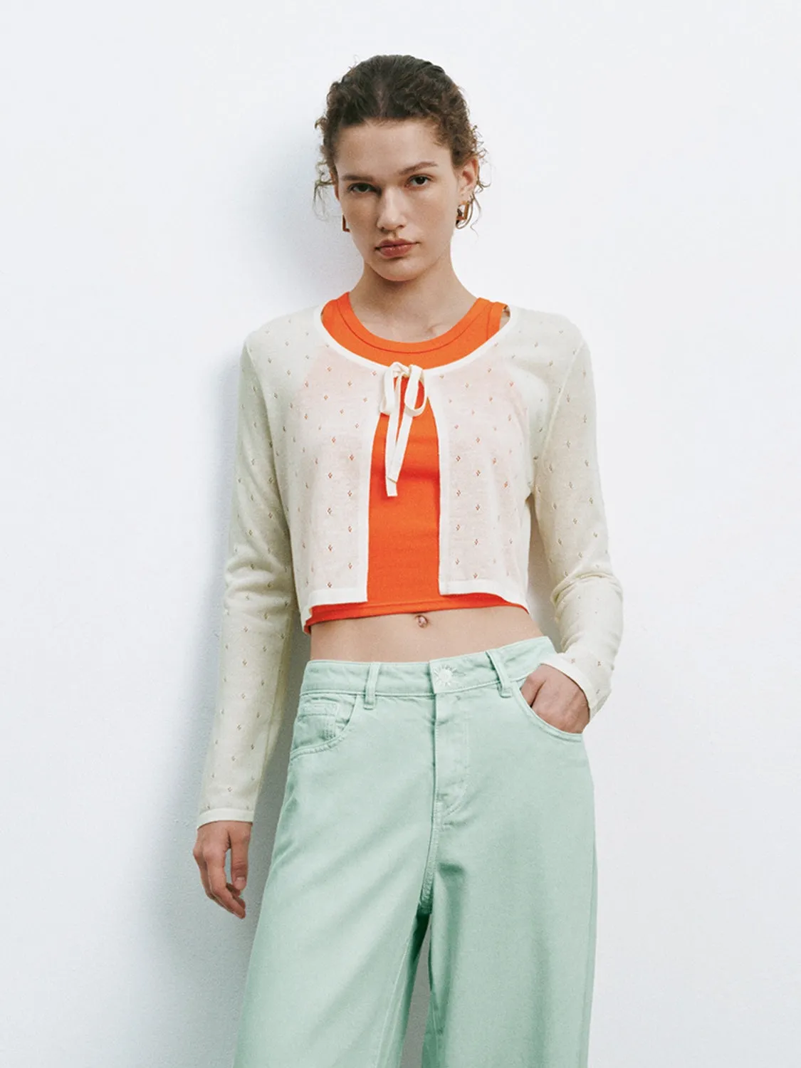 Lace Up Front Knitted Cardigans sold by Urban Revivo