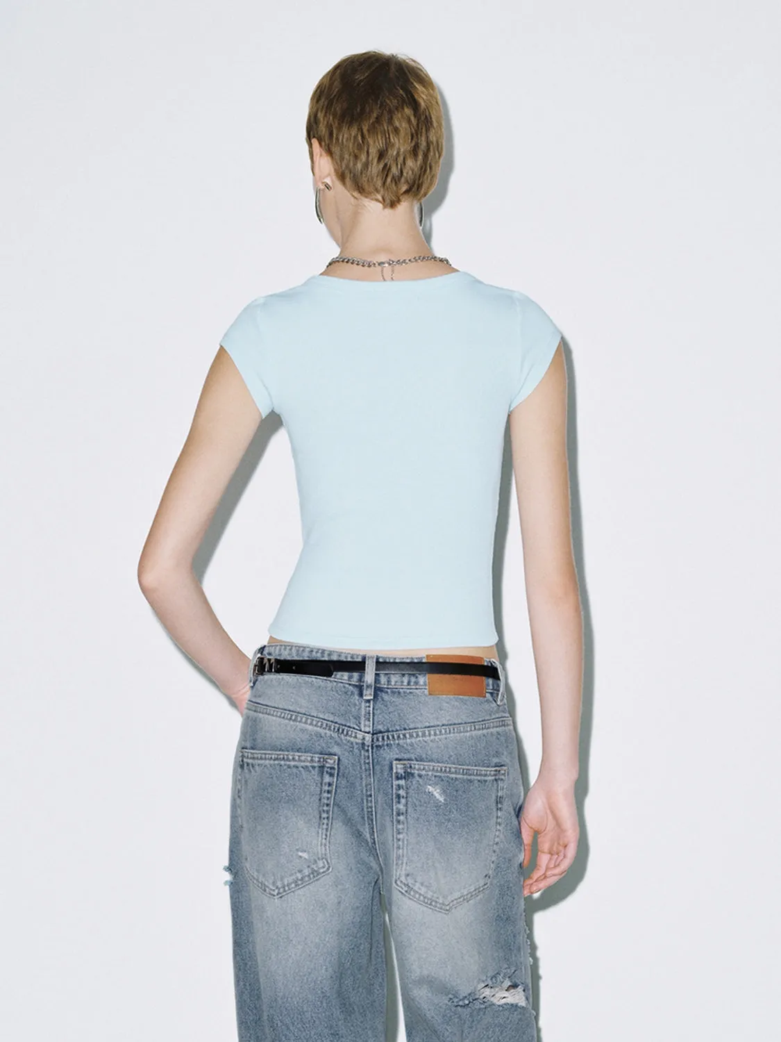 Cropped Cap Sleeve T-Shirts sold by Urban Revivo product image thumbnail 2