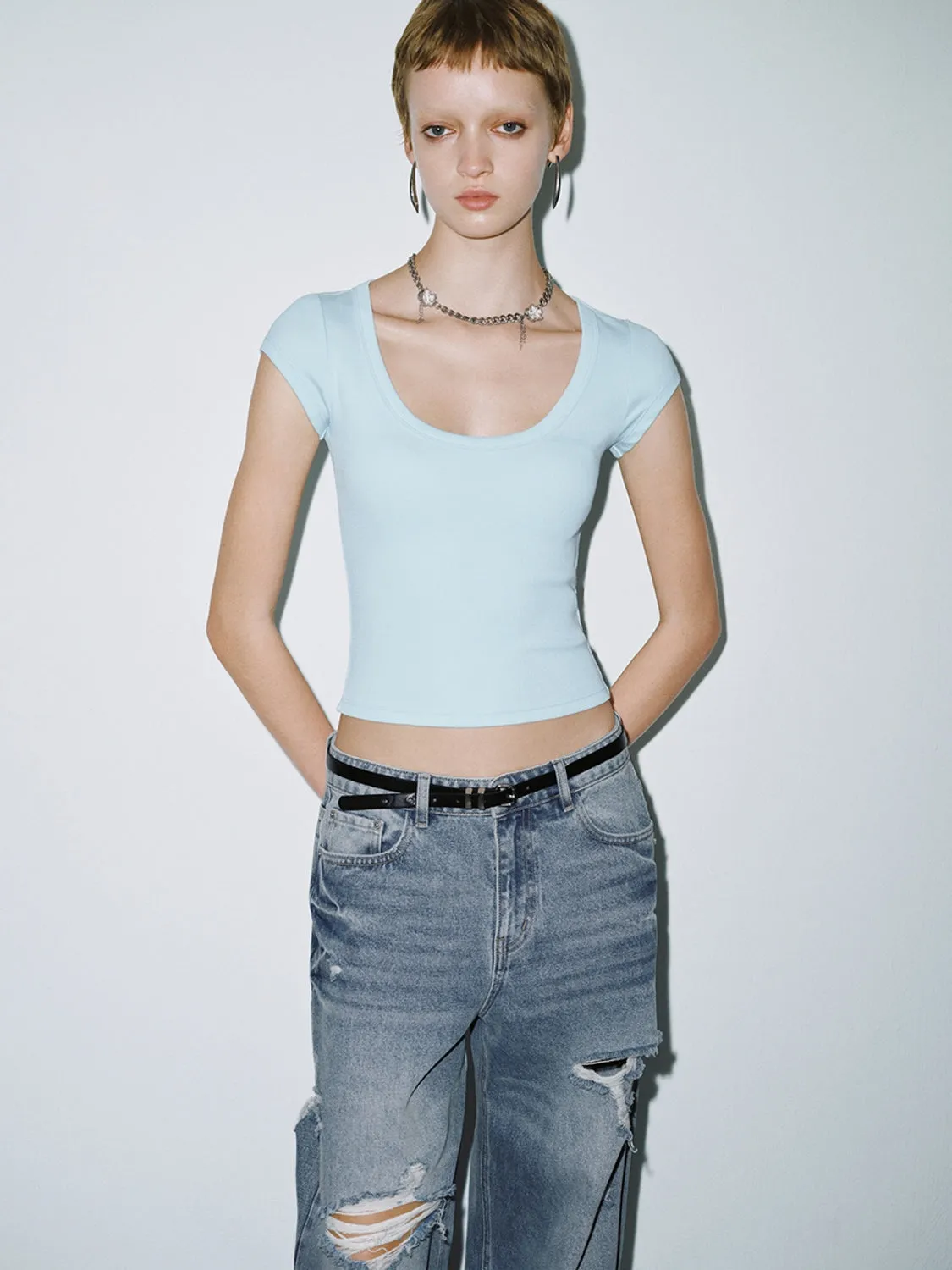 Cropped Cap Sleeve T-Shirts sold by Urban Revivo