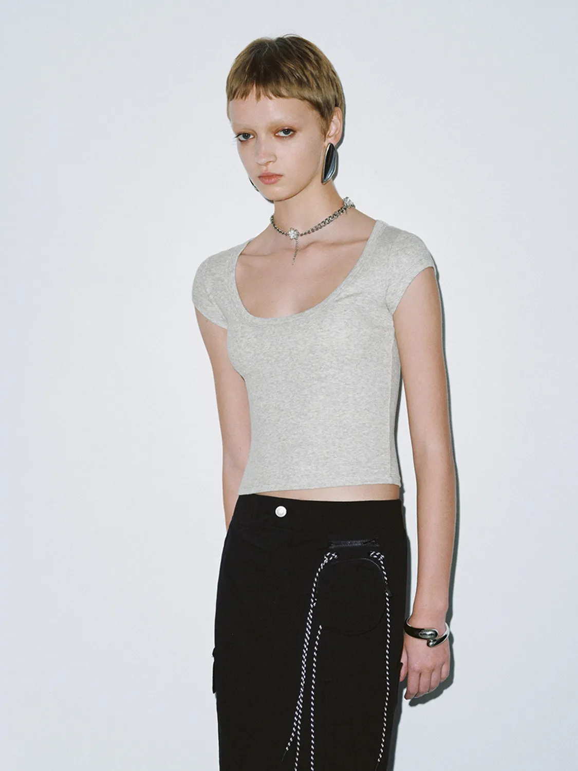 Cropped Cap Sleeve T-Shirts sold by Urban Revivo product image thumbnail 5