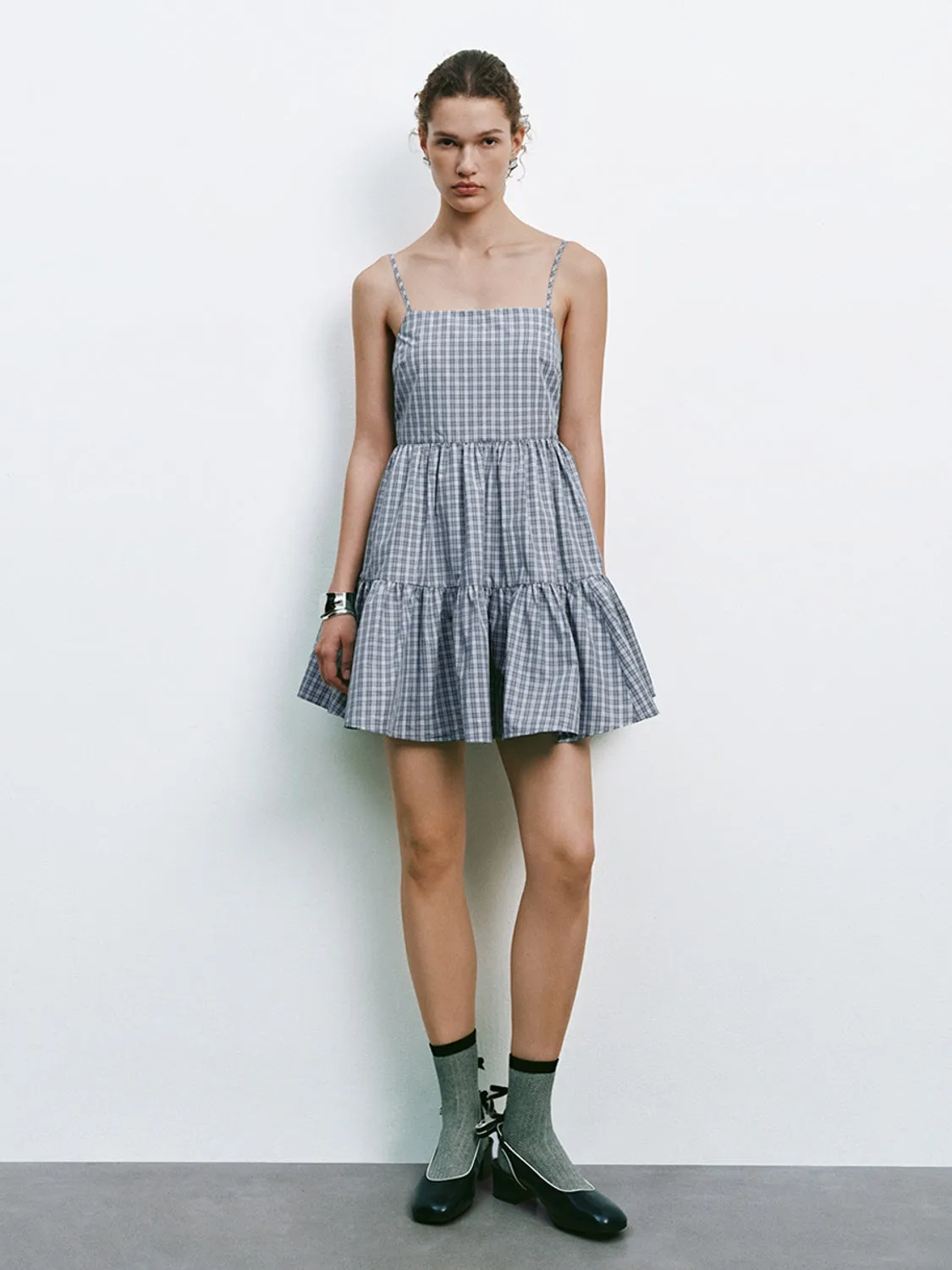 Plaid Cami Tiered Mini Dresses sold by Urban Revivo
