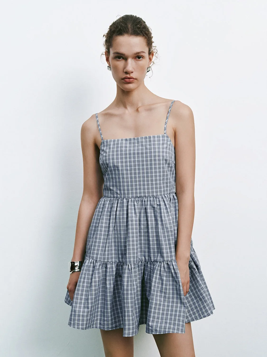 Plaid Cami Tiered Mini Dresses sold by Urban Revivo product image thumbnail 4