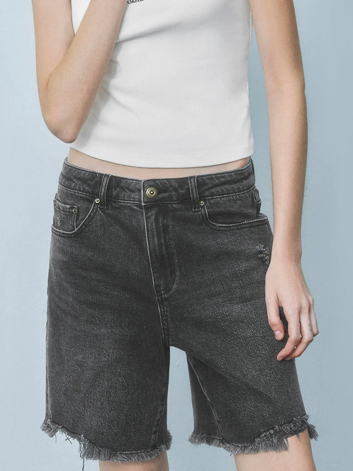 Denim Shorts sold by Urban Revivo product image thumbnail 4