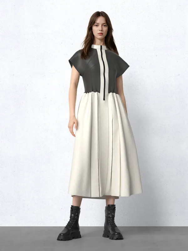 Mock Neck Contrast Panel Midi Dresses made by Urban Revivo
