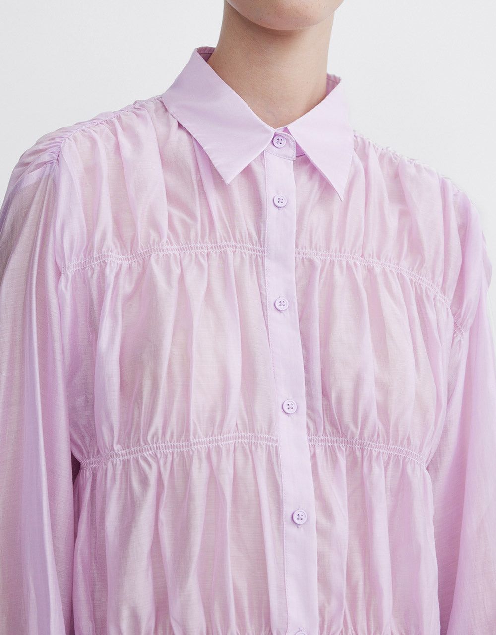 Shirred Long Sleeve Buttoned Blouse sold by Urban Revivo product image thumbnail 3