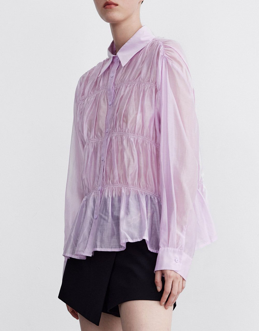 Shirred Long Sleeve Buttoned Blouse sold by Urban Revivo product image thumbnail 5