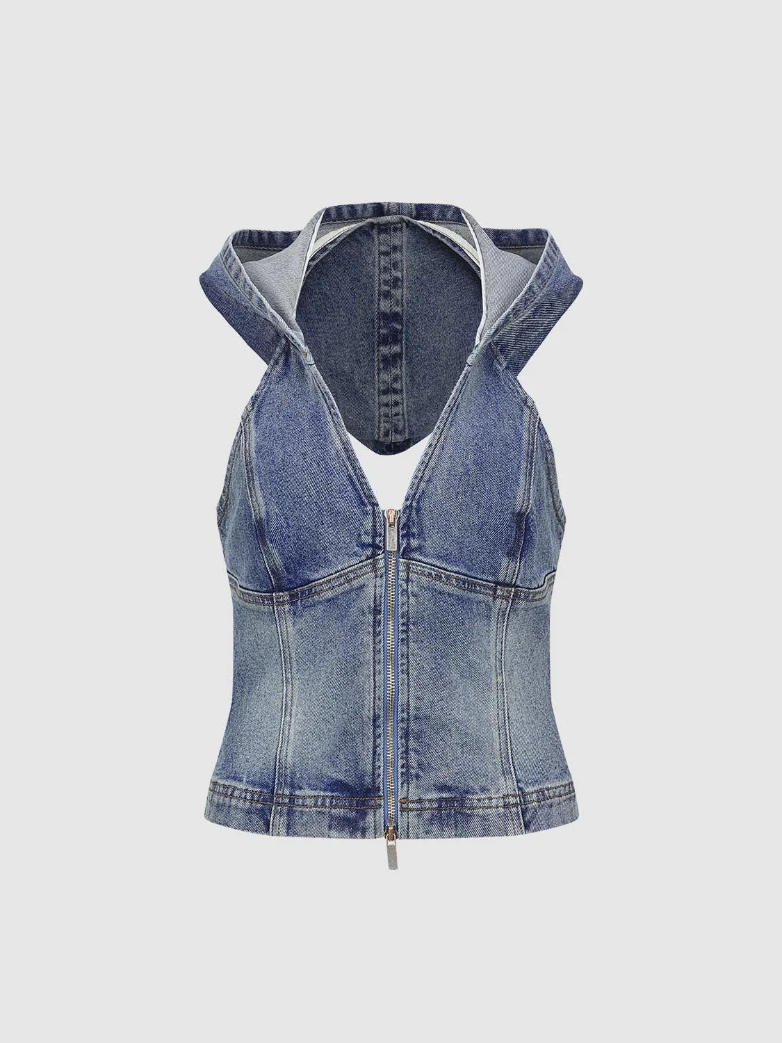 Hoodie Sleeveless Denim Shirts sold by Urban Revivo product image thumbnail 3