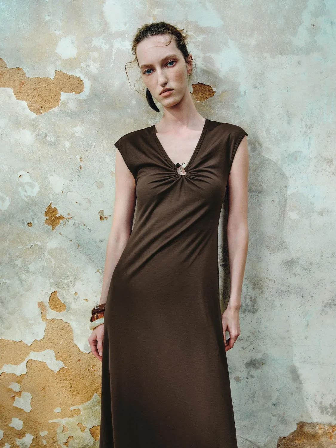 Cap Sleeve Ring Décor Straight Dresses sold by Urban Revivo