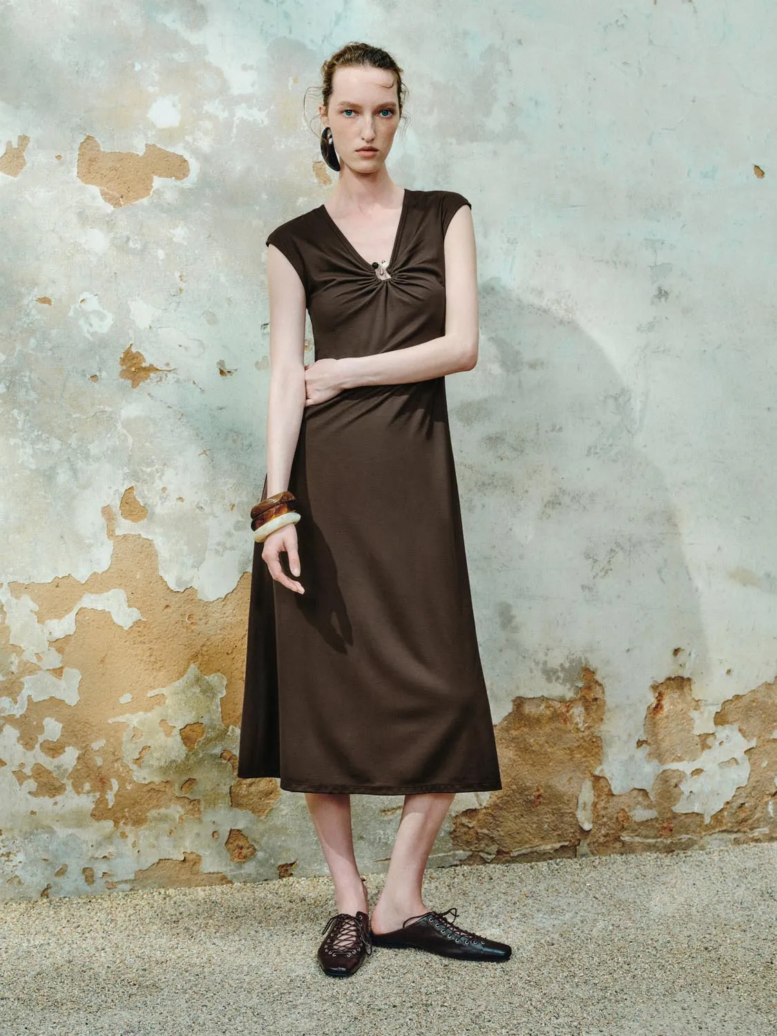 Cap Sleeve Ring Décor Straight Dresses sold by Urban Revivo product image thumbnail 5