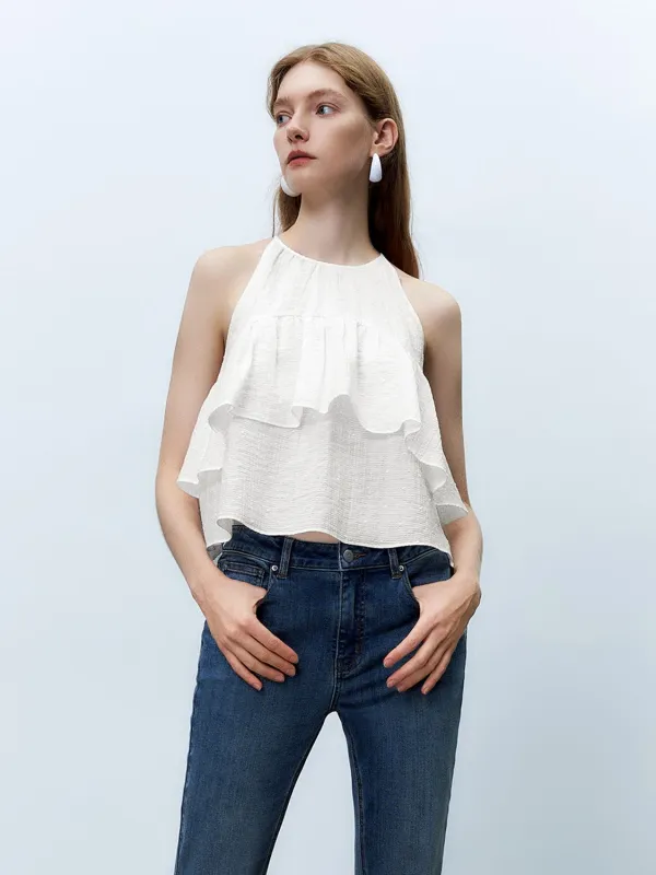 Sleeveless Tiered Overhead Shirts sold by Urban Revivo