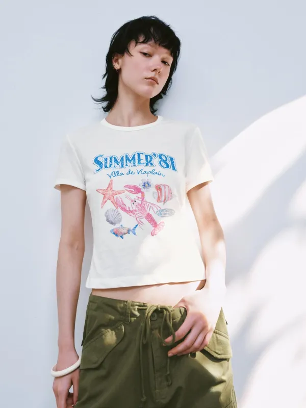 Printed Cropped T-Shirts sold by Urban Revivo