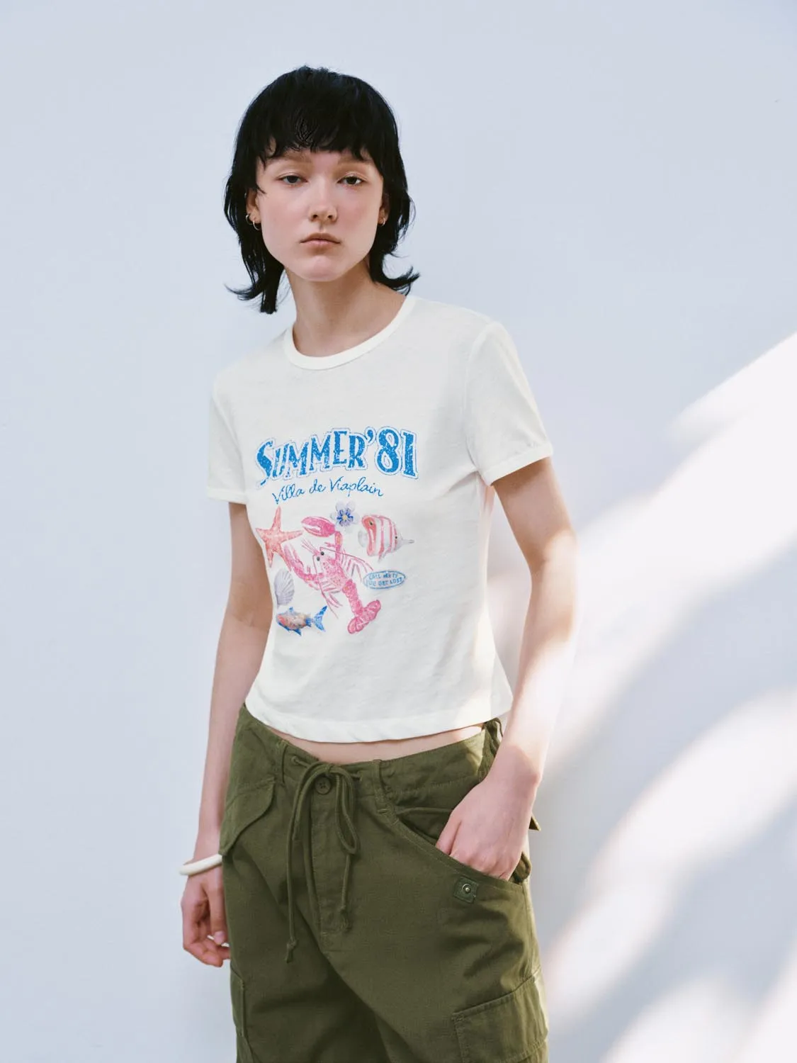Printed Cropped T-Shirts sold by Urban Revivo product image thumbnail 2