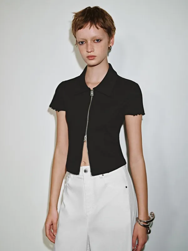 Cropped Zip Up T-Shirts sold by Urban Revivo