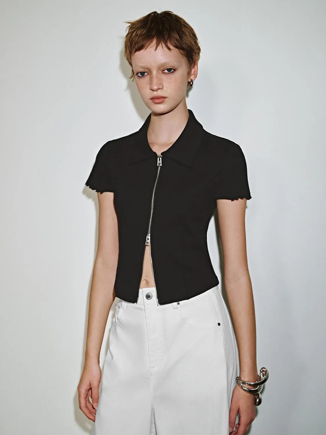 Cropped Zip Up T-Shirts sold by Urban Revivo