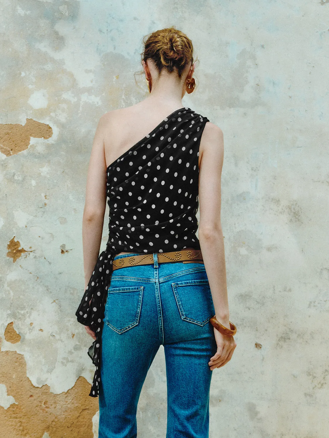 One Shoulder Off Polka Dot Blouses sold by Urban Revivo product image thumbnail 5