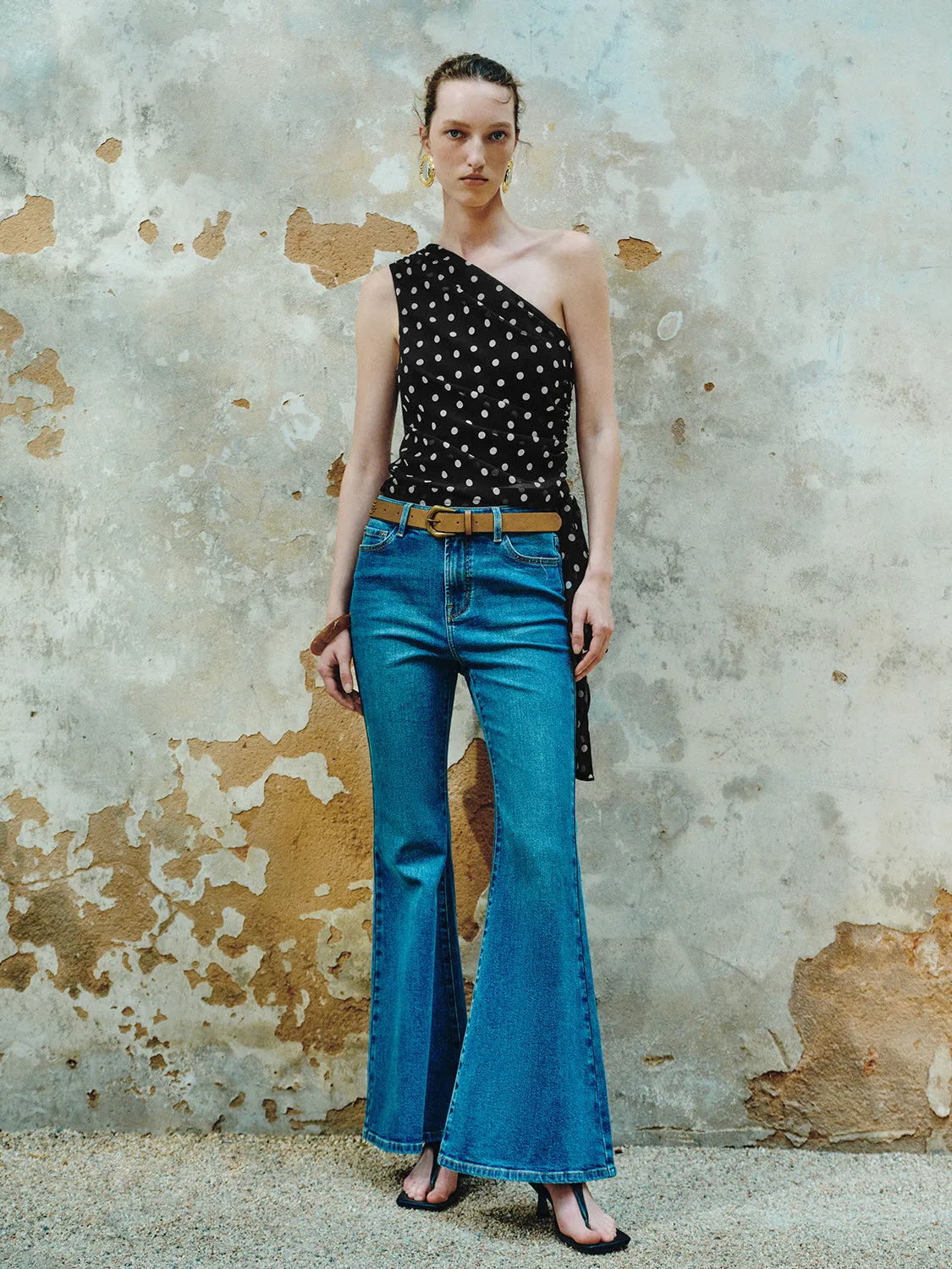One Shoulder Off Polka Dot Blouses sold by Urban Revivo product image thumbnail 4