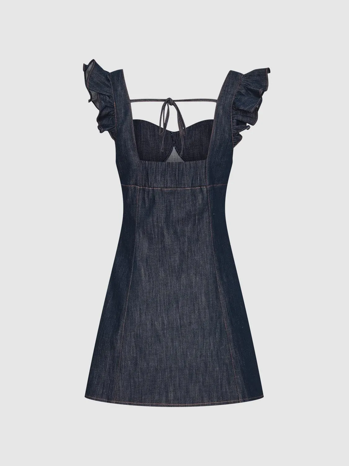 Ruffled Denim Mini Dresses sold by Urban Revivo product image thumbnail 2