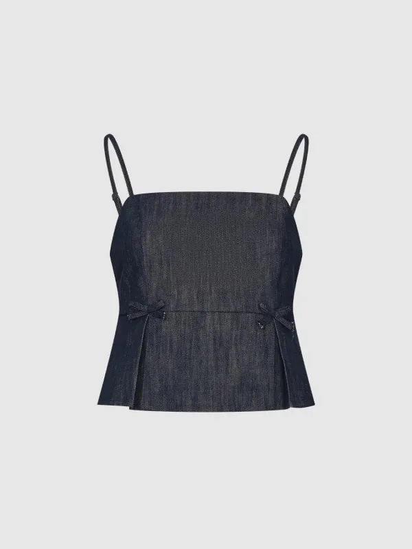 Denim Pleated Cami Tops sold by Urban Revivo