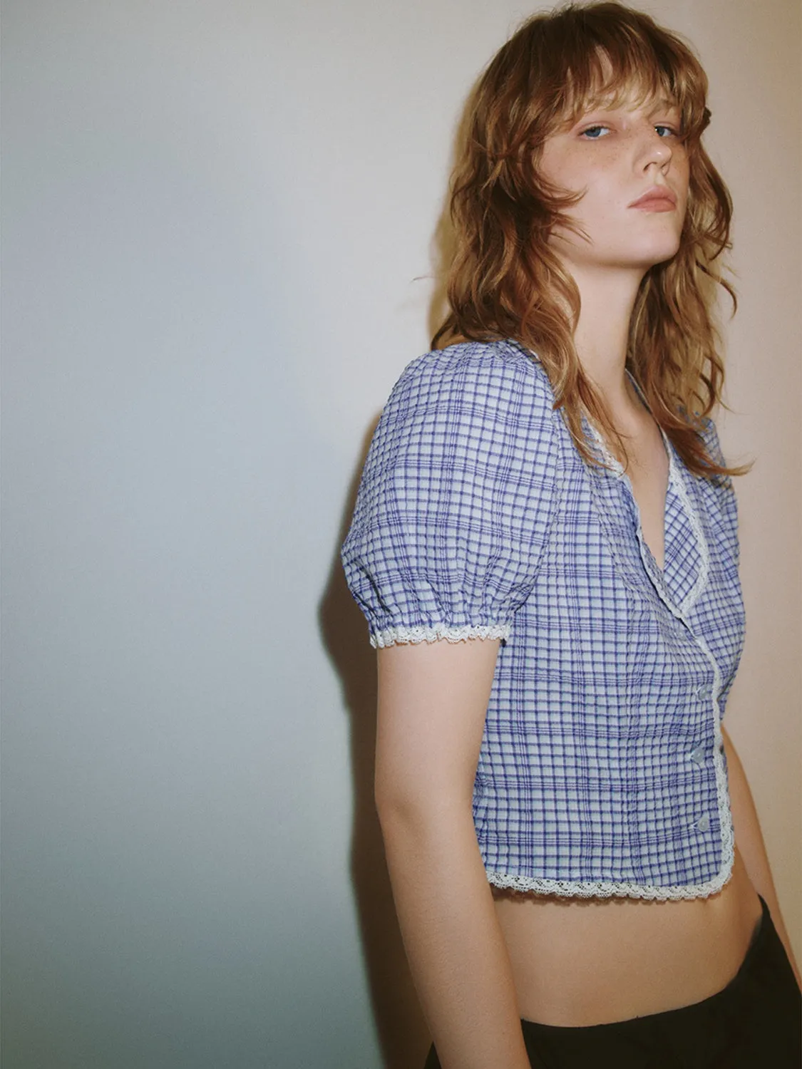 Cropped Plaid Blouses sold by Urban Revivo product image thumbnail 3