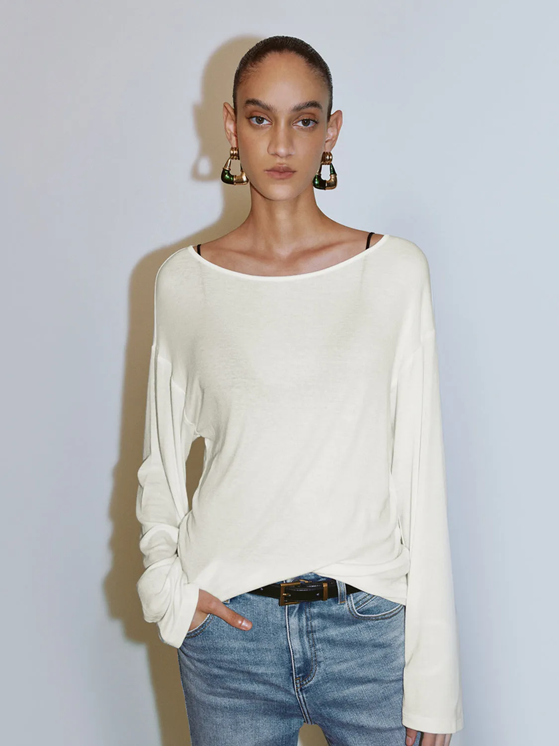 Long Sleeve Shirred T-Shirts sold by Urban Revivo product image thumbnail 5