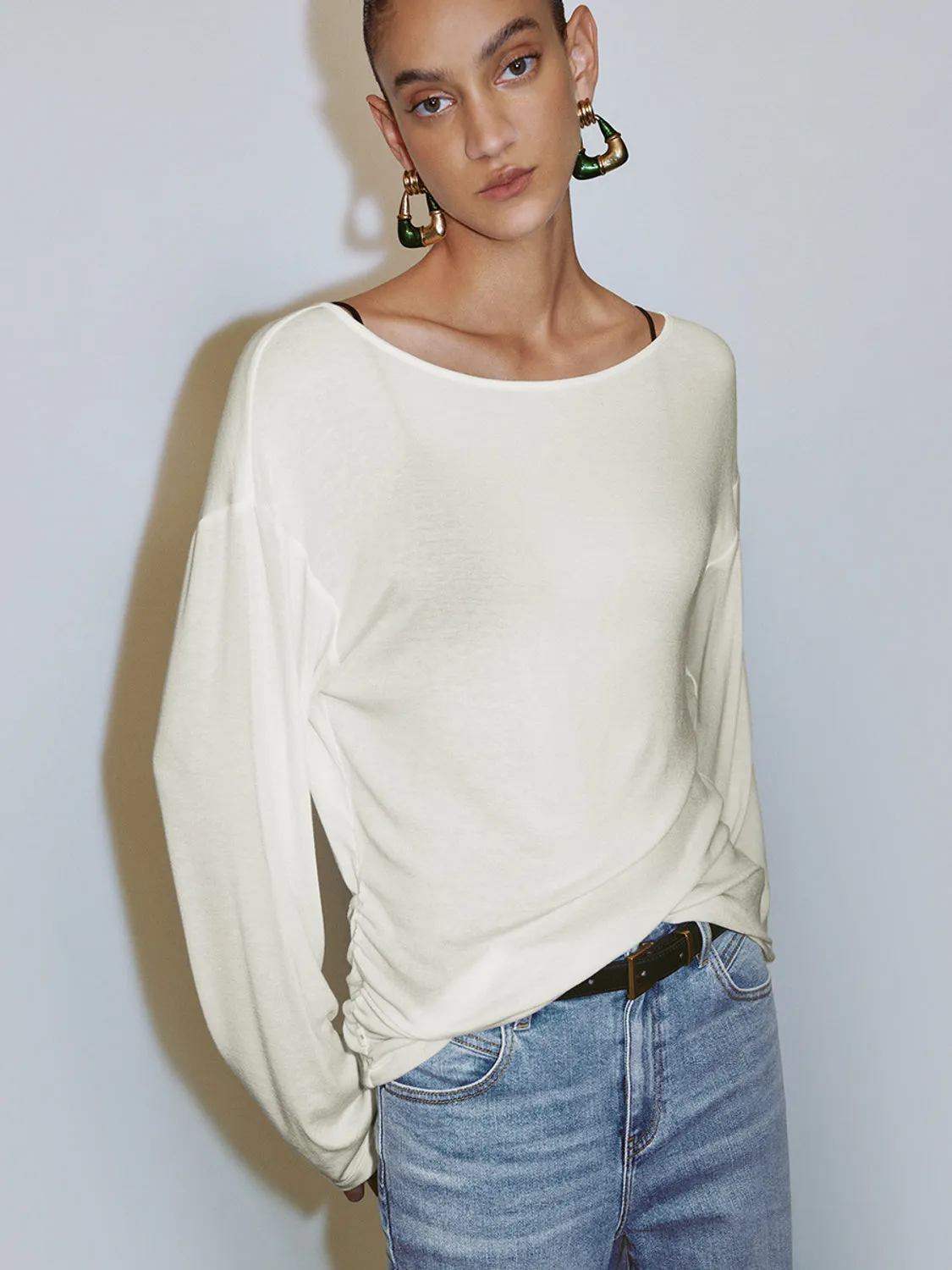 Long Sleeve Shirred T-Shirts sold by Urban Revivo