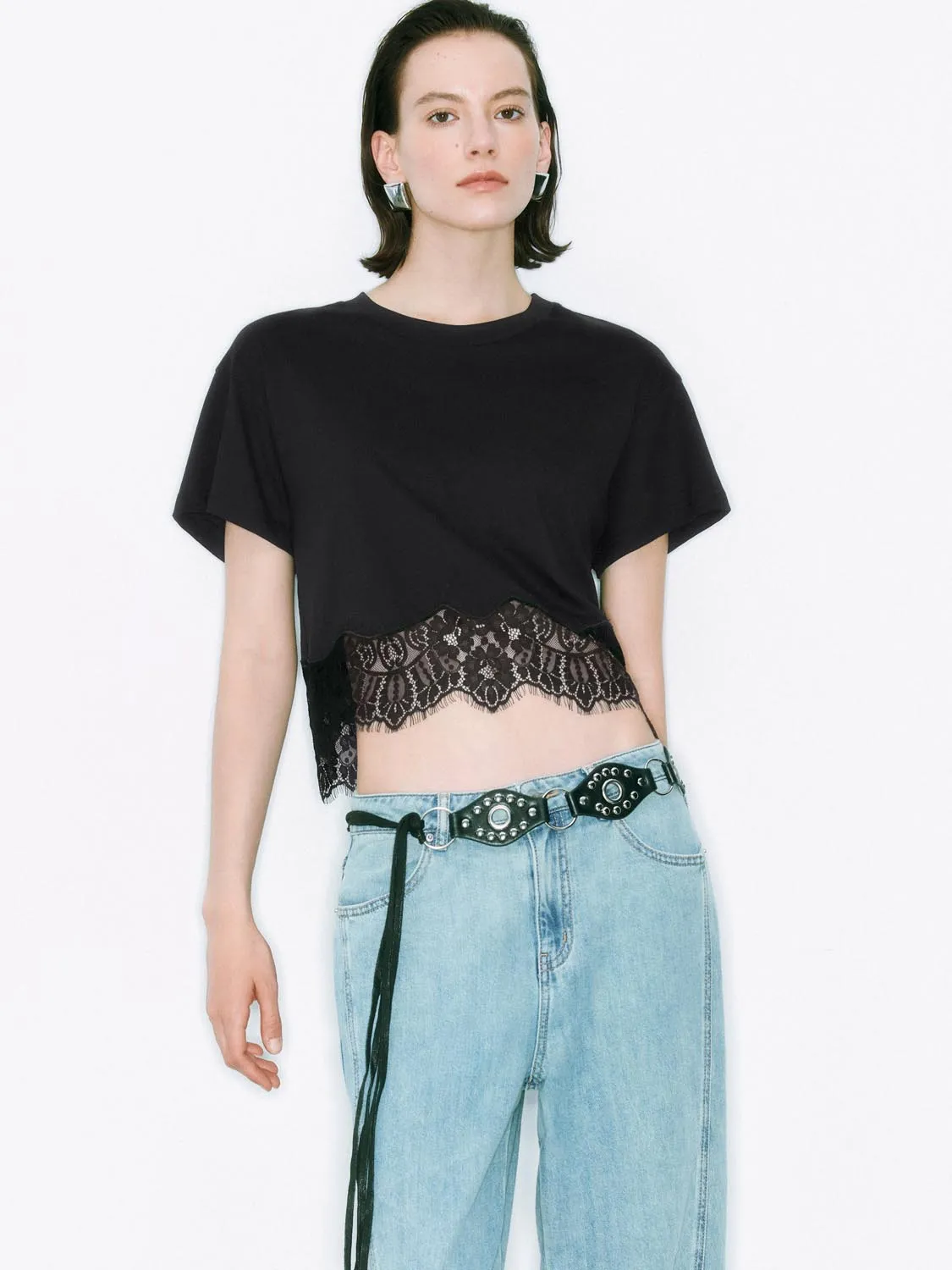 Lace Hem T-Shirts sold by Urban Revivo