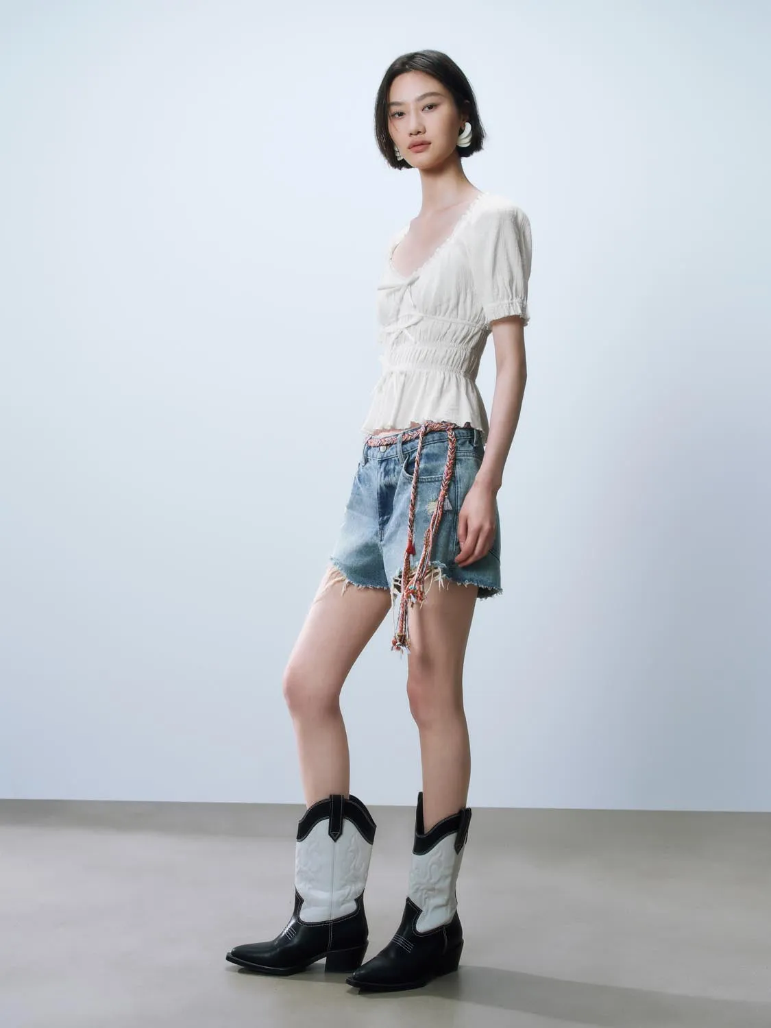 Shirred Bow Décor Blouses sold by Urban Revivo product image thumbnail 5