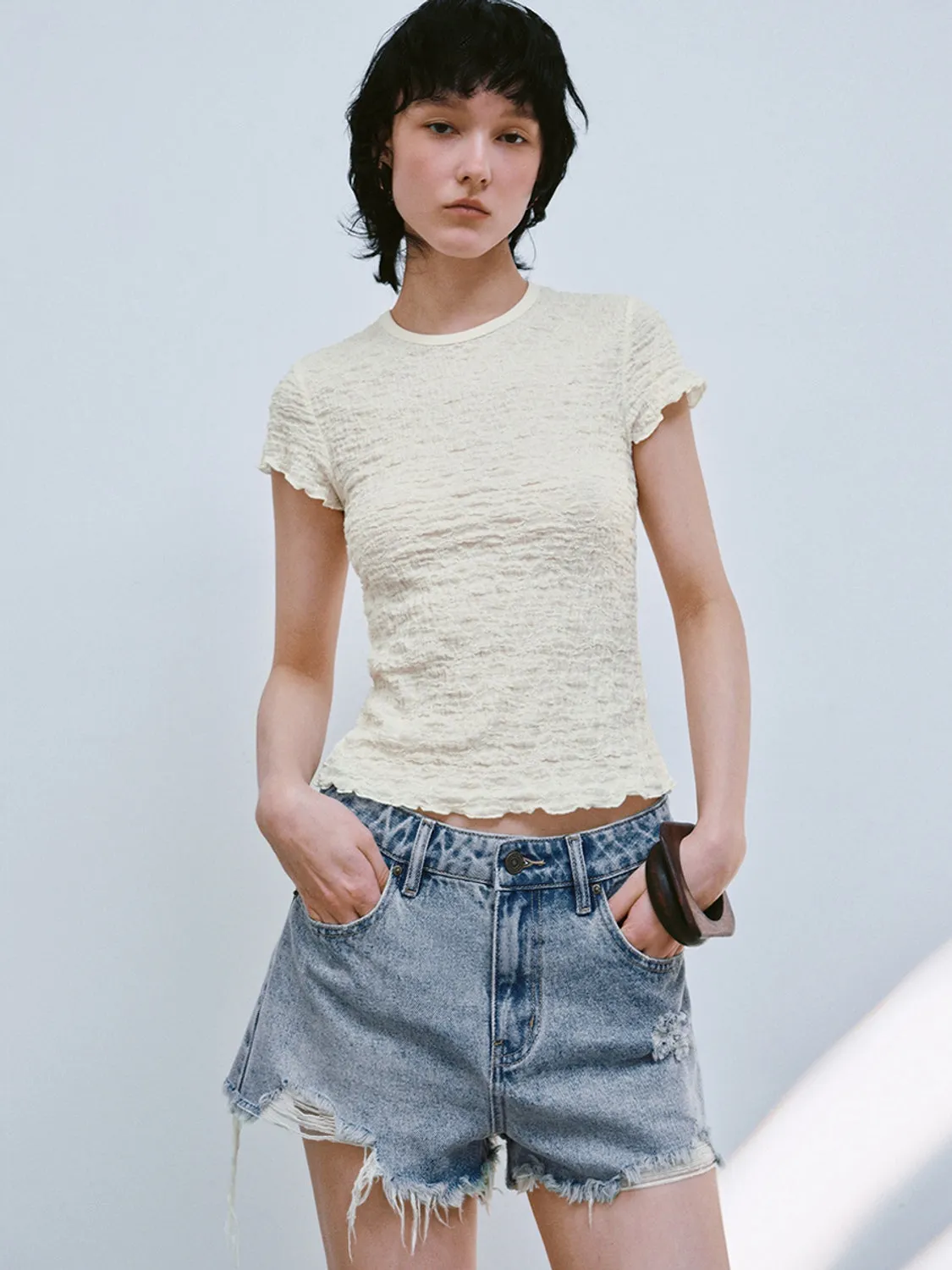 Textured Short Sleeve T-Shirts sold by Urban Revivo